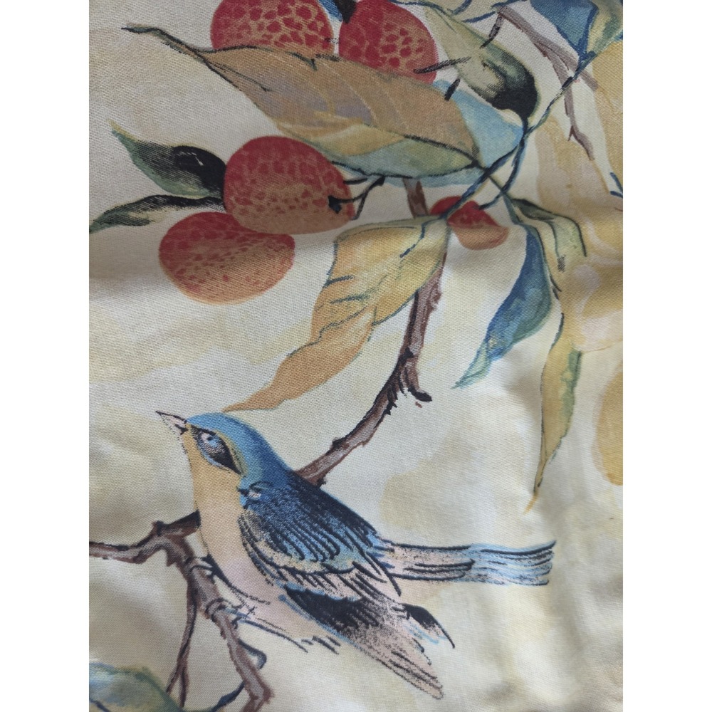 2 Beautiful Bird Floral Pillow Covers 11x14 Jacobean Style Cotton Linen Elegant